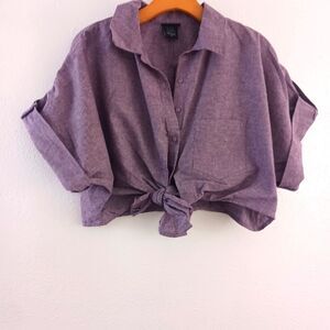 Torrid purple button down ties crop top size 1X